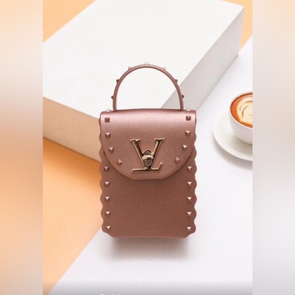 🐣New! Rose Gold LV Luxury Jelly Crossbody Bag w/ Gold Chain